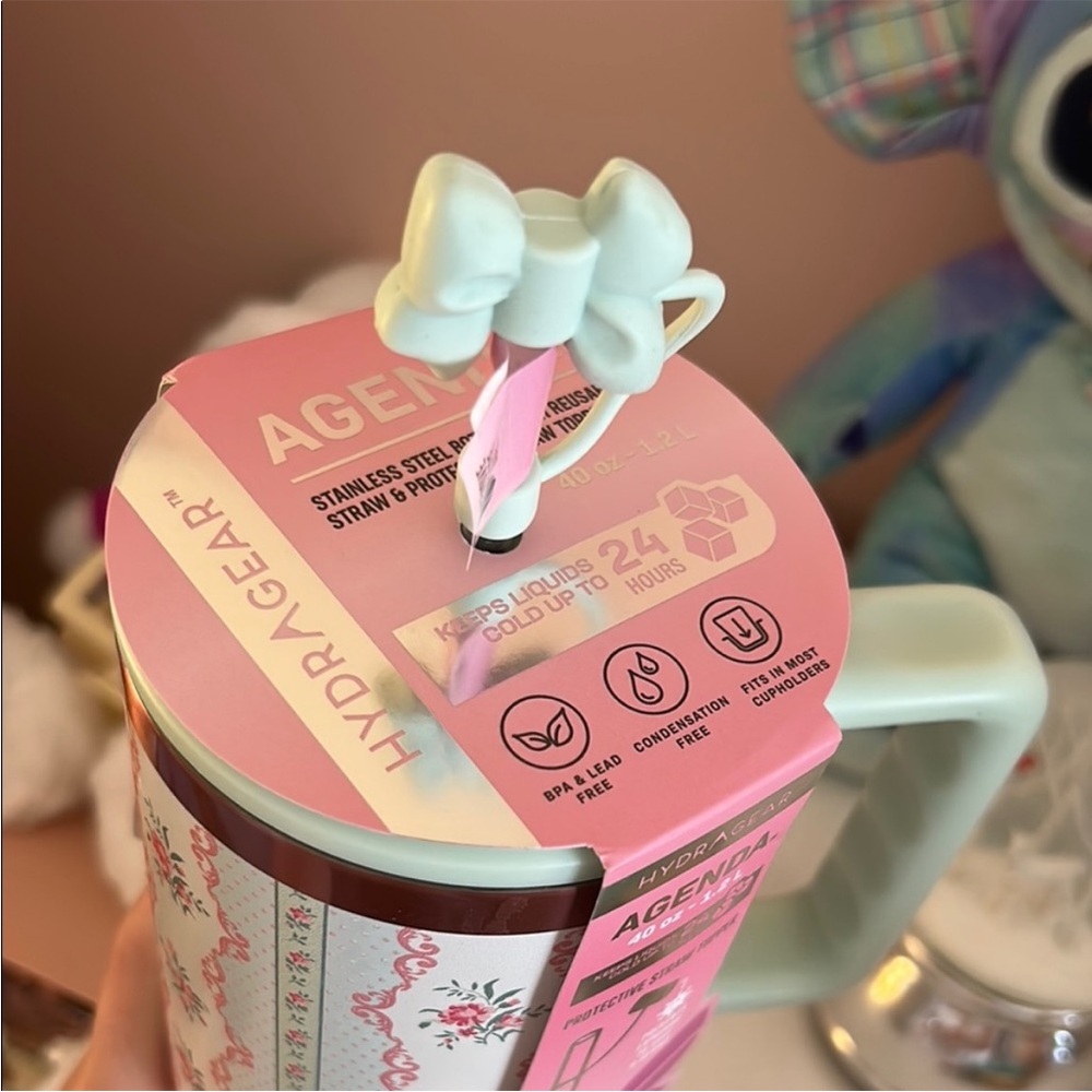 Floral Water Bottle - Mint and Pink - Picture 9 of 11